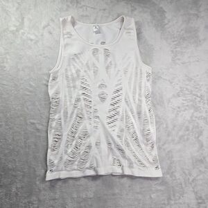 90 Degree By Reflex Tank Top Women's Large White Mesh Racerback Athletic Workout